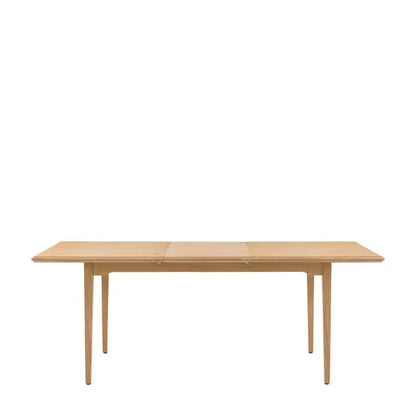 Gallery Direct Malvern Extending Dining Table constructed from oak woods and veneers with a natural wood-grain pattern finish, can seat 4-6 people