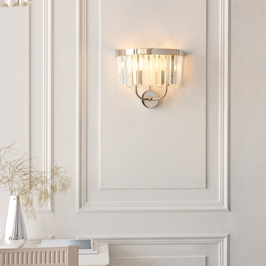 Gallery Direct Marceau Wall Light Bright Nickel, styled in a room setting