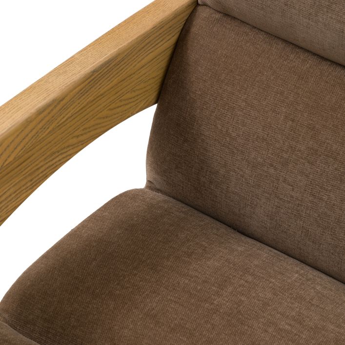 Gallery Direct Marco 3 Seater Sofa in Verona Sepia coloured padded seat upholstered, with a wooden cut out frame
