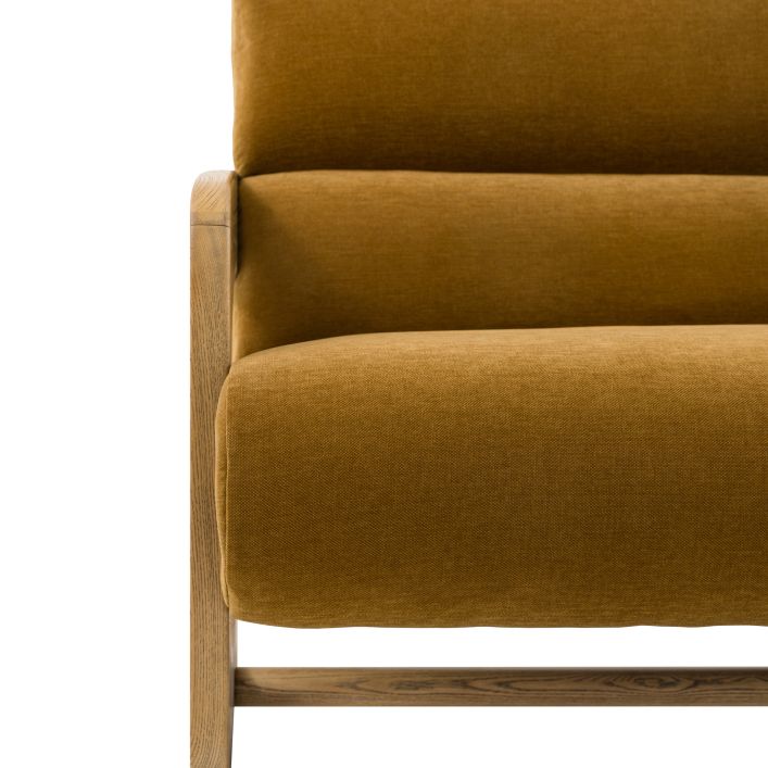 Gallery Direct Marco 3 Seater in Verona Golden colour padded upholstery with a distinctive wooden frame