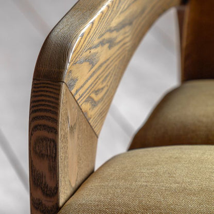 Gallery Direct Marco Armchair in Verona Golden fabric with a wooden cut out frame