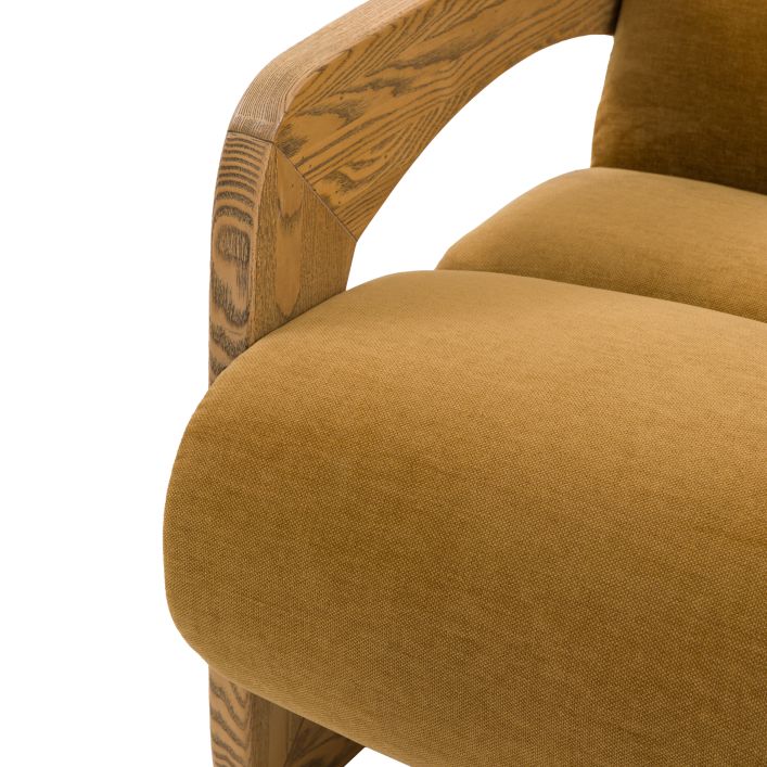 Gallery Direct Marco Armchair in Verona Golden coloured padded seat upholstery with a modern wooden frame