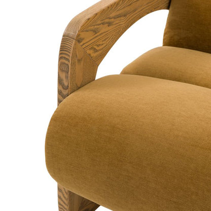 Gallery Direct Marco Armchair in Verona Golden coloured padded seat upholstery with a modern wooden frame