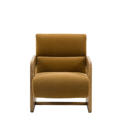 Gallery Direct Marco Armchair in Verona Golden coloured upholstery with a wooden retro inspired frame