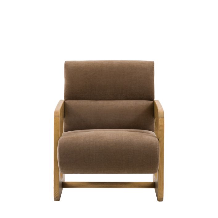 Gallery Direct Marco Armchair in Verona Sepia coloured padded upholstery with a modern wooden frame