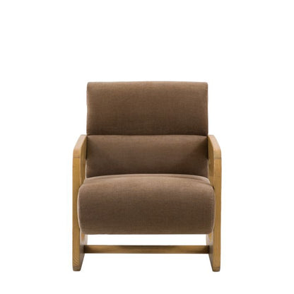 Gallery Direct Marco Armchair in Verona Sepia coloured padded upholstery with a modern wooden frame