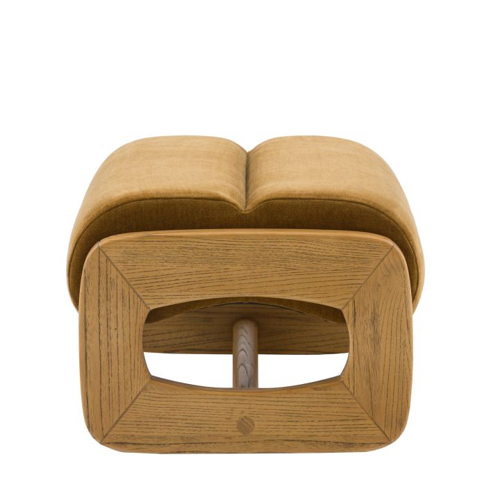 Gallery Direct Marco Footstool in Verona Golden upholstery, with a wooden, sculptural modern frame