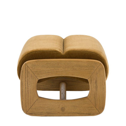 Gallery Direct Marco Footstool in Verona Golden upholstery, with a wooden, sculptural modern frame
