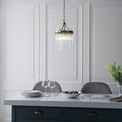 Gallery Direct Marietta 1 Pendant Light Antique Brass, styled in a room setting