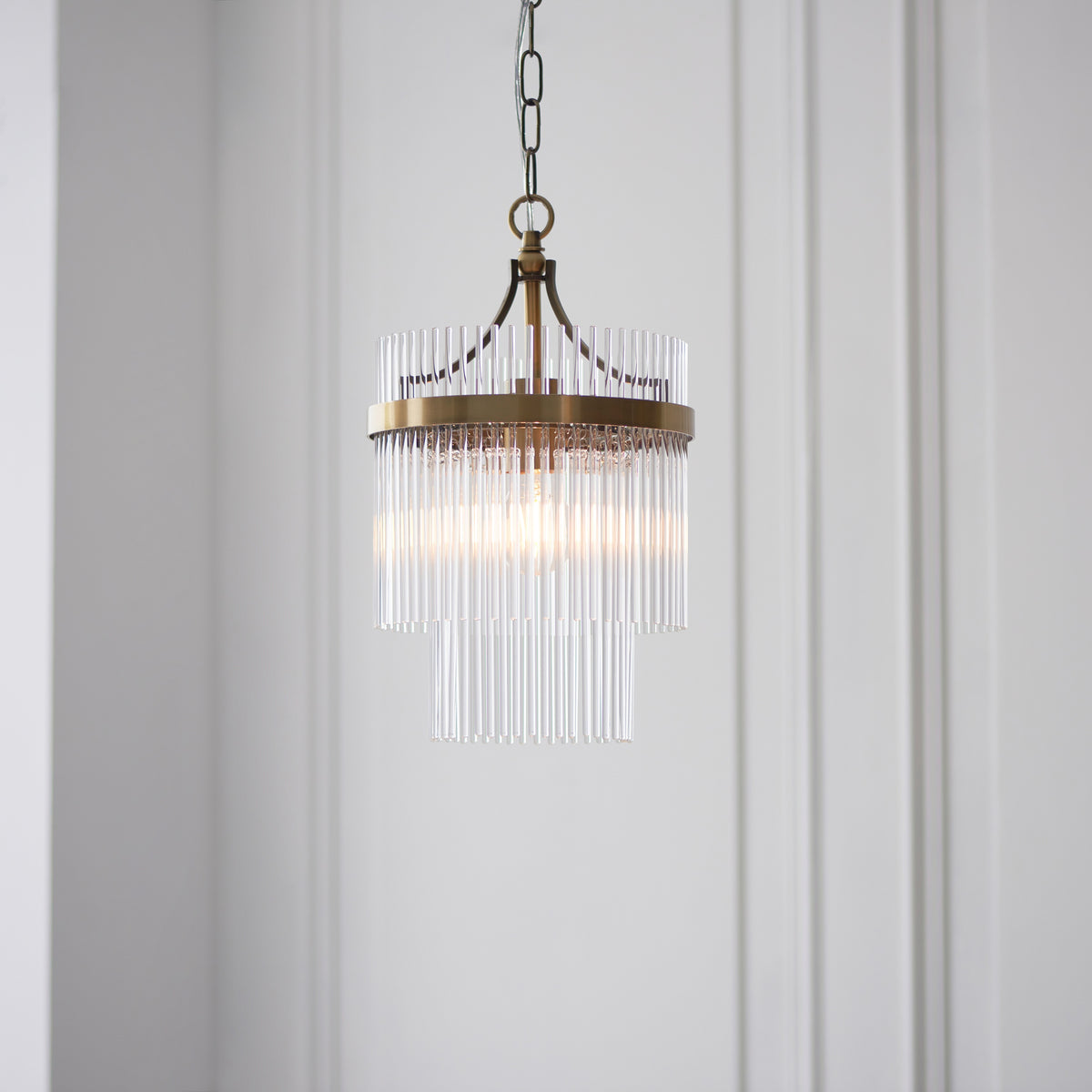 Gallery Direct Marietta 1 Pendant Light Antique Brass, styled in a room setting