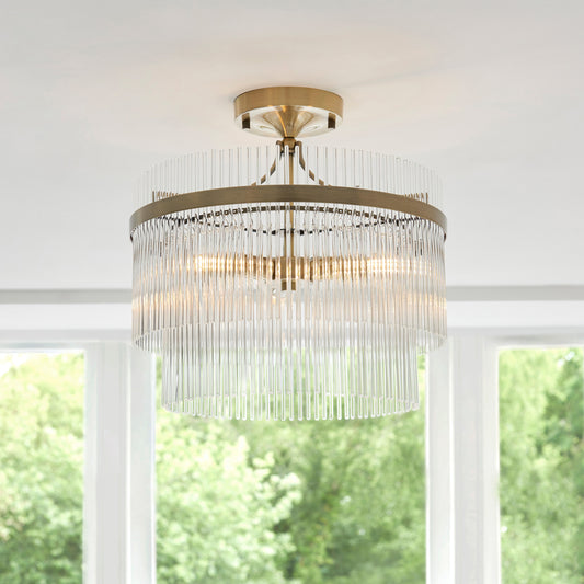 Gallery Direct Marietta 3 Ceiling Light Antique Brass, styled in a room setting