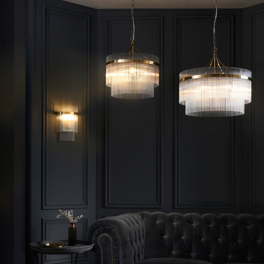 Gallery Direct Marietta 3 Pendant Light Antique Brass, styled in a room setting