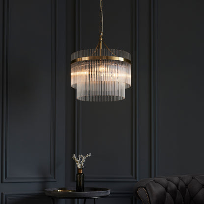 Gallery Direct Marietta 3 Pendant Light Antique Brass, styled in a room setting