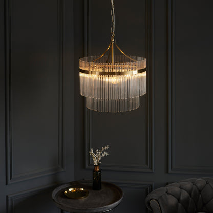 Gallery Direct Marietta 3 Pendant Light Antique Brass, styled in a room setting