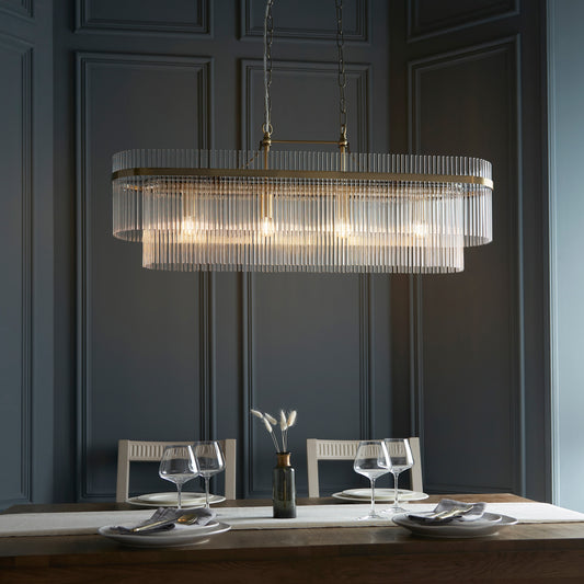 Gallery Direct Marietta 4 Pendant Light Antique Brass, styled in a room setting