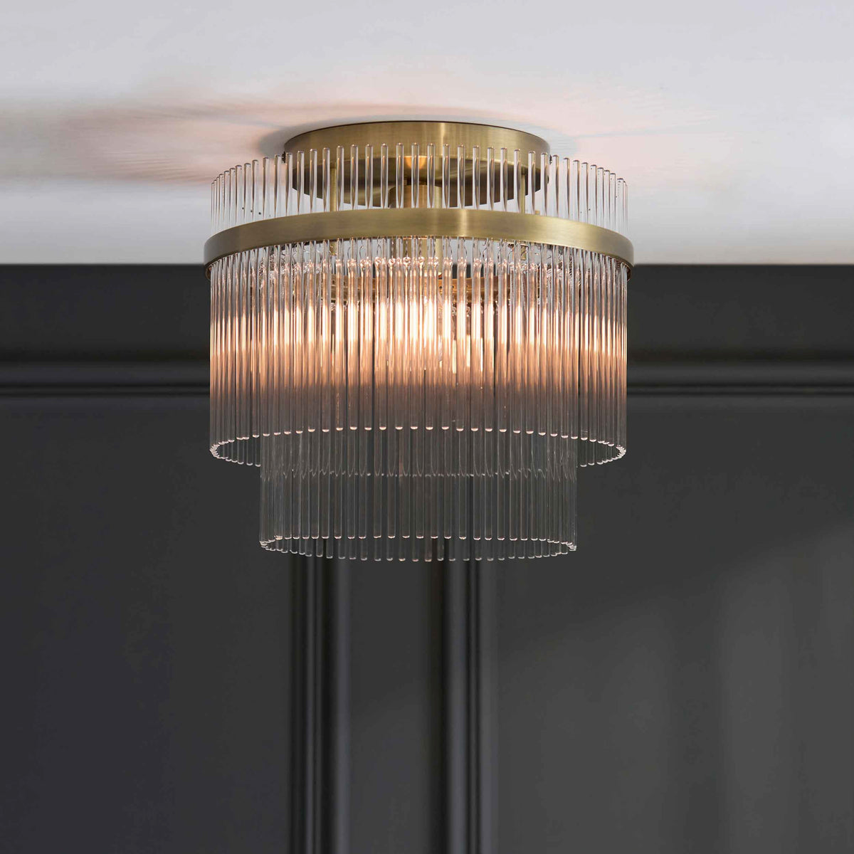 Gallery Direct Marietta Ceiling Light Antique Brass, styled in a room setting