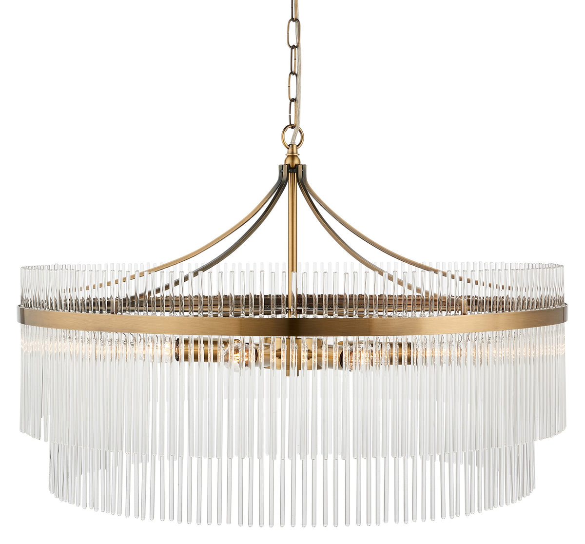 Gallery Direct Marietta Grand 7 Pendant Light Antique Brass, complete product view on a white background