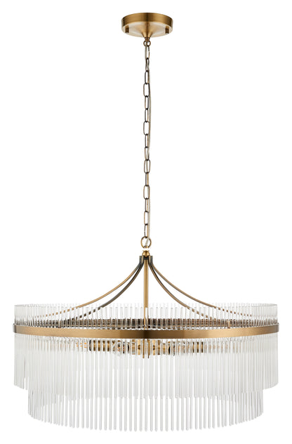 Gallery Direct Marietta Grand 7 Pendant Light Antique Brass, complete product view on a white background