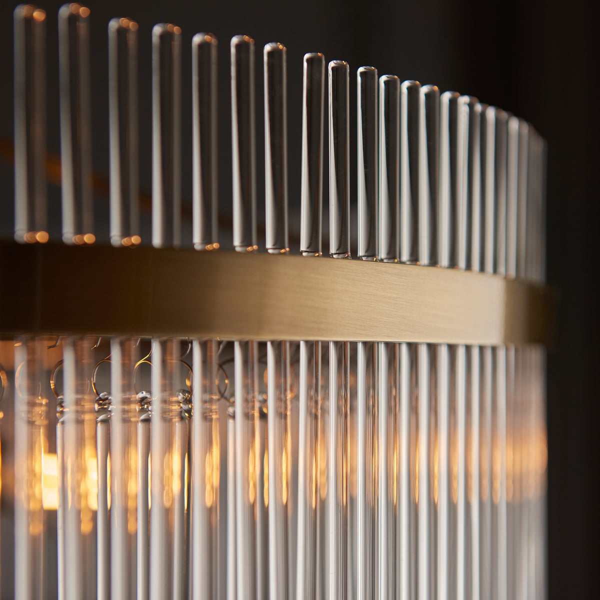 Gallery Direct Marietta Grand 7 Pendant Light Antique Brass, close-up of the finish and design