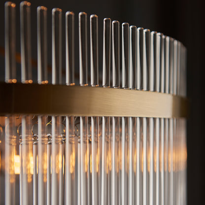 Gallery Direct Marietta Grand 7 Pendant Light Antique Brass, close-up of the finish and design