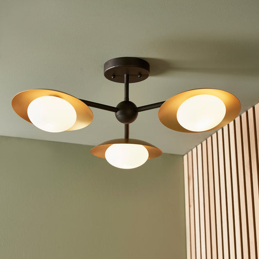 Gallery Direct Medusa 3 Ceiling Light, styled in a room setting