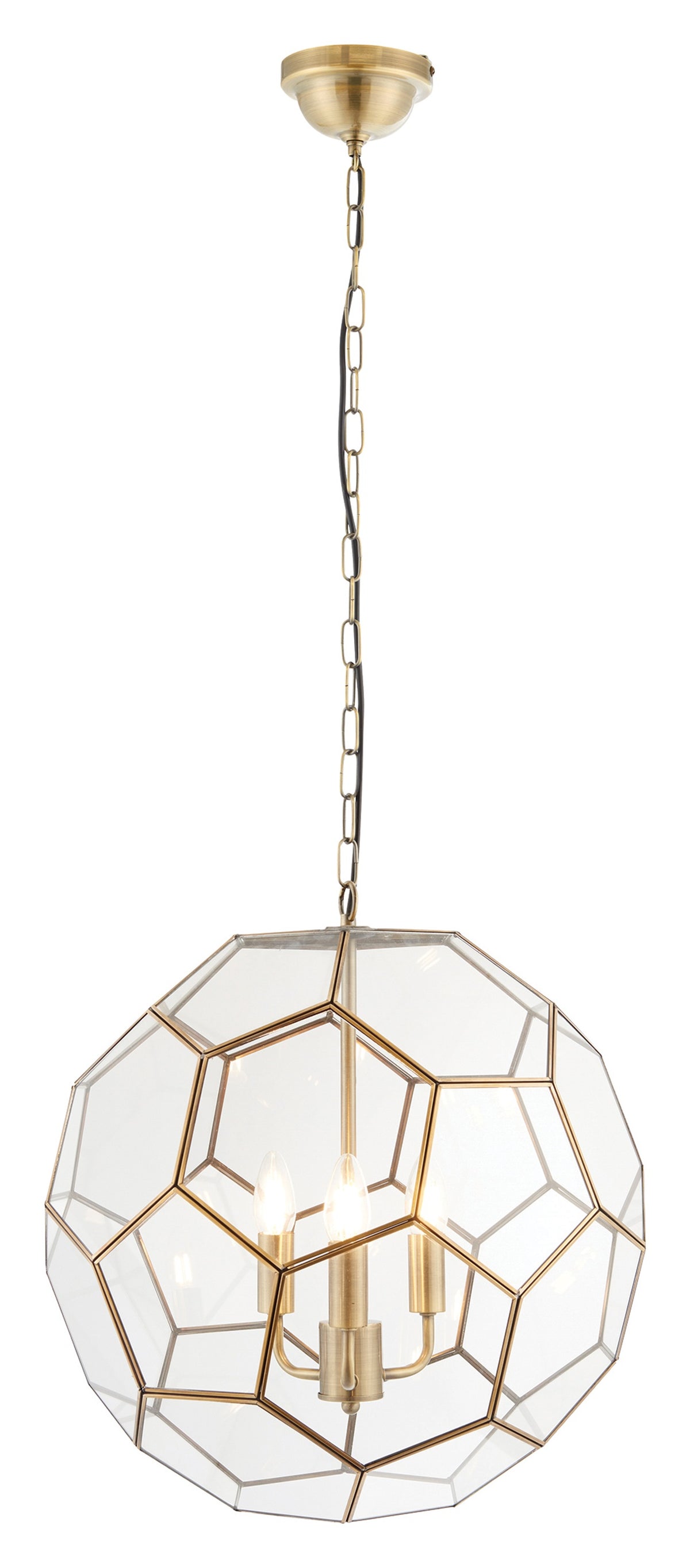 Gallery Direct Miele 3 Pendant Light Antique Brass, complete product view on a white background