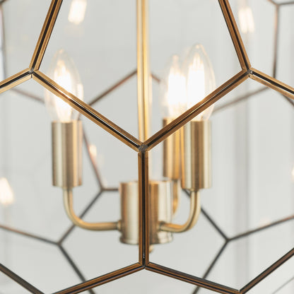 Gallery Direct Miele 3 Pendant Light Antique Brass, close-up of the finish and design