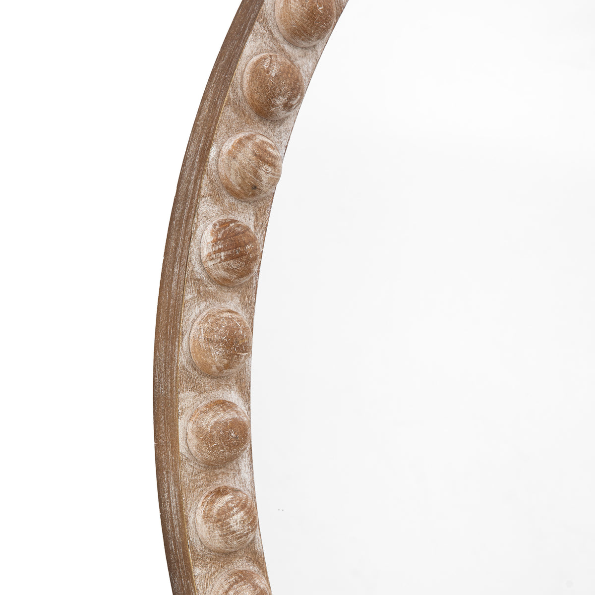 Gallery Direct Millbrook Round Mirror, close-up of the mirror and frame details
