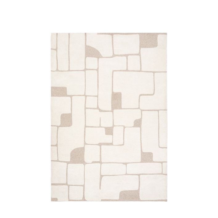 Gallery Direct Montauk Small Tufted Graphic Rug measures 1600x2300mm, with a wool and polyester mix this tactile neutral coloured rug is ideal for living spaces or bedrooms alike