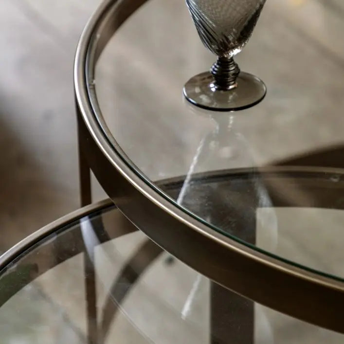 Gallery Direct Monti Nest of 2 Tables with toughened glass table tops and metal frames