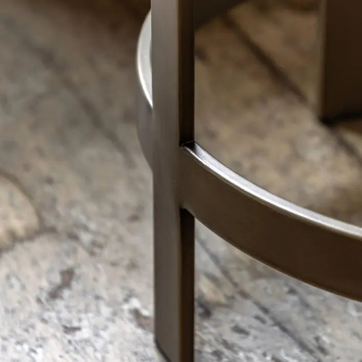 Gallery Direct Monti Round Glass Top Side Table with bronze metal legs