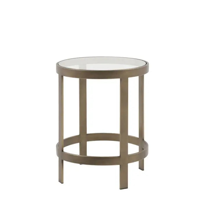 Gallery Direct Monti Round Glass Top Side Table with bronze metal frame