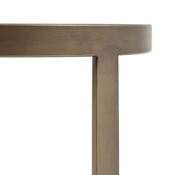 Gallery Direct Monti Round Glass Top Side Table with a bronze metal frame