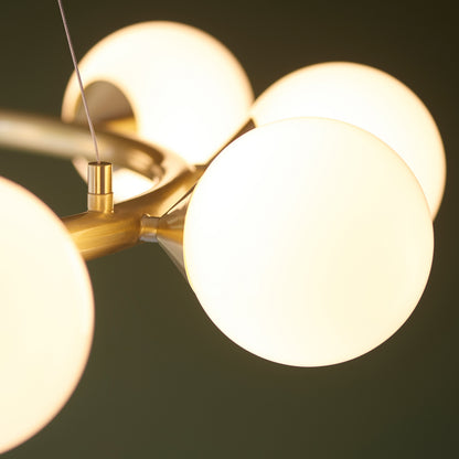 Gallery Direct Montrose 10 Pendant Light Satin Gold, close-up of the finish and design