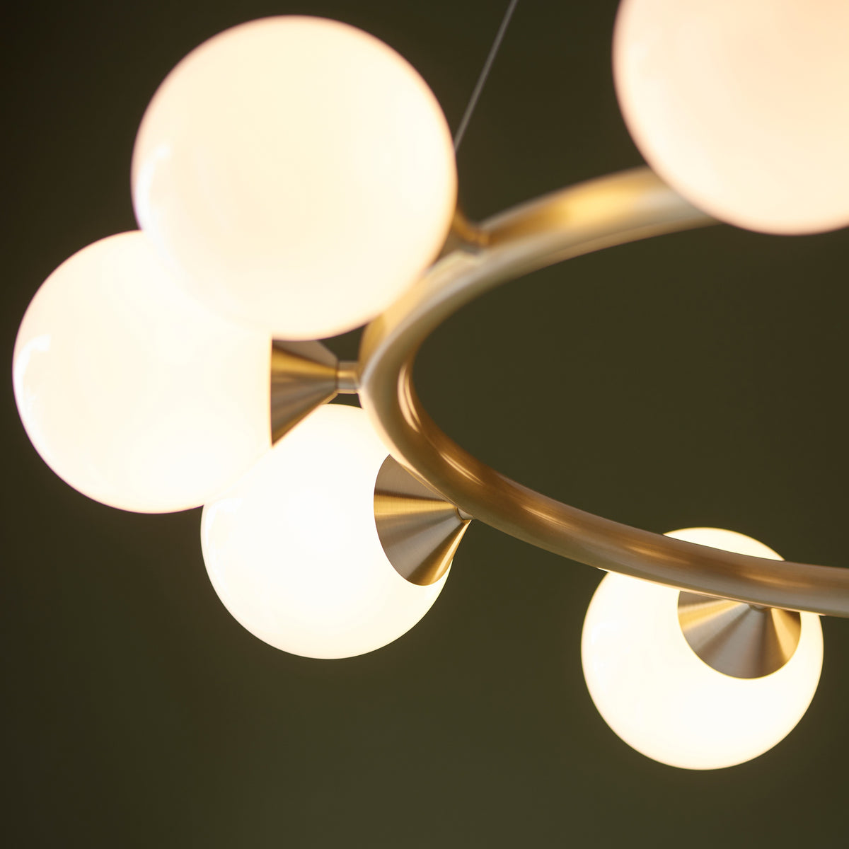 Gallery Direct Montrose 10 Pendant Light Satin Gold, close-up of the finish and design