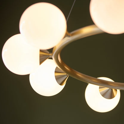 Gallery Direct Montrose 10 Pendant Light Satin Gold, close-up of the finish and design