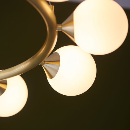 Gallery Direct Montrose 10 Pendant Light Satin Gold, close-up of the finish and design
