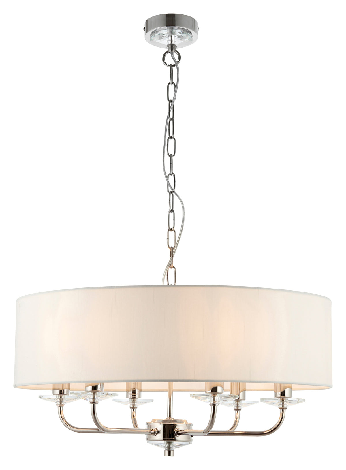 Gallery Direct Nixon 6 Pendant Light Bright Nickel, complete product view on a white background