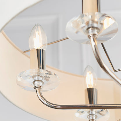 Gallery Direct Nixon 6 Pendant Light Bright Nickel, close-up of the finish and design