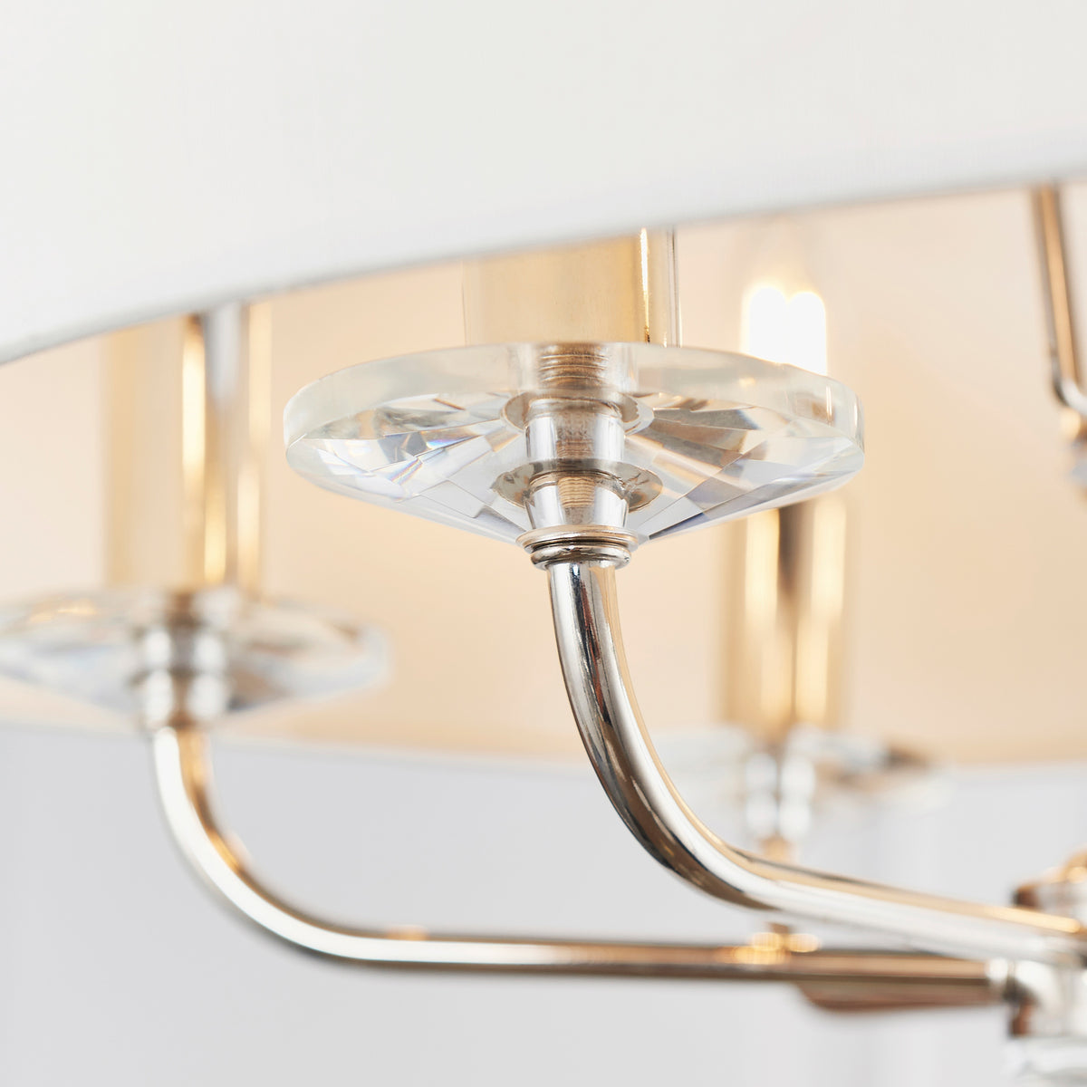 Gallery Direct Nixon 6 Pendant Light Bright Nickel, close-up of the finish and design