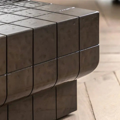 Gallery Direct Novara Rectangular Coffee Table with a faux tile pattern in a charcoal brown colour glaze