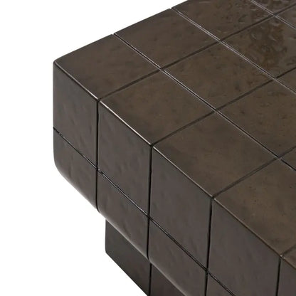 Gallery Direct Novara Coffee Table constructed from GRC with a faux tile pattern and a charcoal brown colour glaze