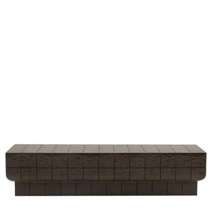 Gallery Direct Novara Rectangular Coffee Table made from glass reinforced concrete in a charcoal brown colour glaze, with faux tile detailing