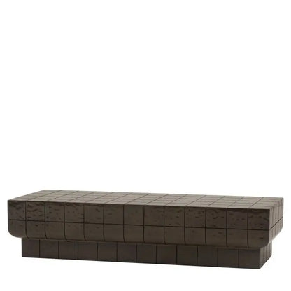 Gallery Direct Novara Rectangular Coffee Table, constructed from GRC with a faux tile pattern in a charcoal brown glaze 