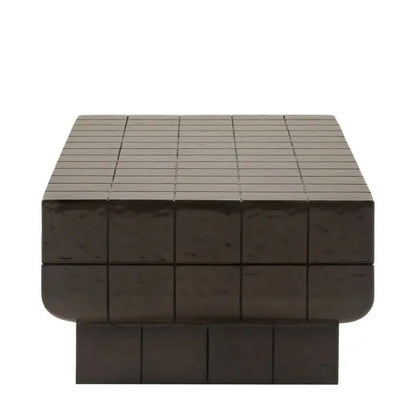 Gallery Direct Novara Rectangular Coffee Table with charcoal brown faux tile detailing for a retro Italian style feel