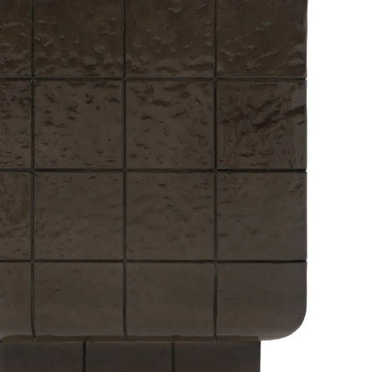 Gallery Direct Novara Side Table made from reinforced glass concrete with a faux tile pattern in a charcoal brown glaze, for an Italian retro feel
