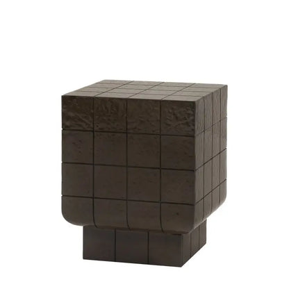 Gallery Direct Novara Side Table in charcoal brown colour, constructed from GRC with a faux tile pattern on all sides
