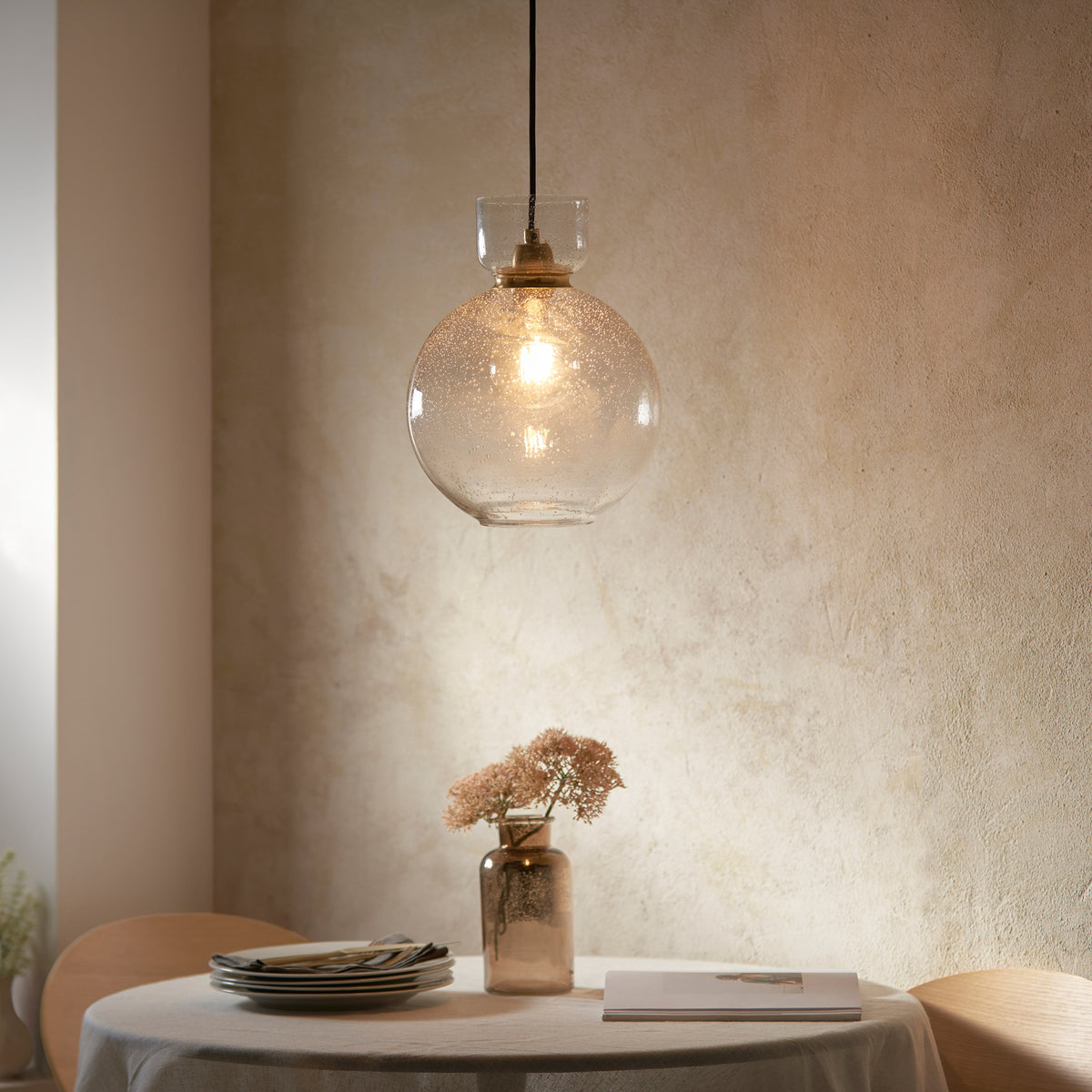 Gallery Direct Odette Bubble Pendant Light Clear, styled in a room setting