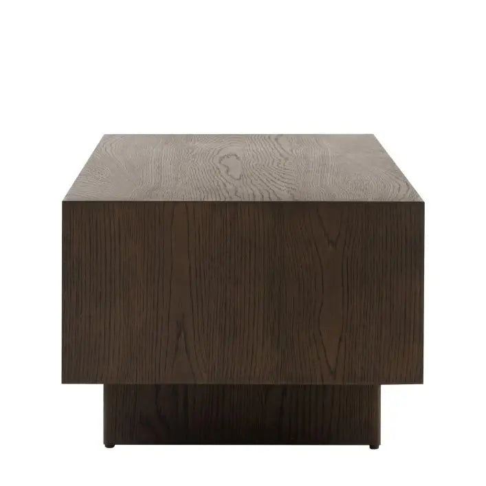 Gallery Direct Onda 1 Drawer Coffee Table constructed from a dark finished Oak wood and veneers