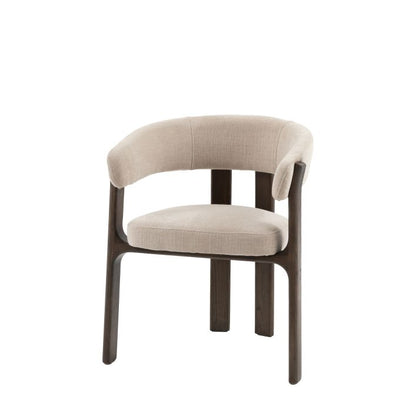 The Gallery Direct Onda Dining Chair has a charcoal brown solid oak and veneer frame and is complemented by natural coloured seat and backrest upholstery